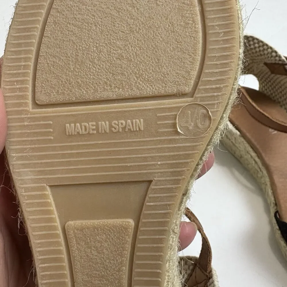 Eric Michael Trieste Espadrille Wedge Sandals, Women's 40 | US 9.5-10 Black Tan